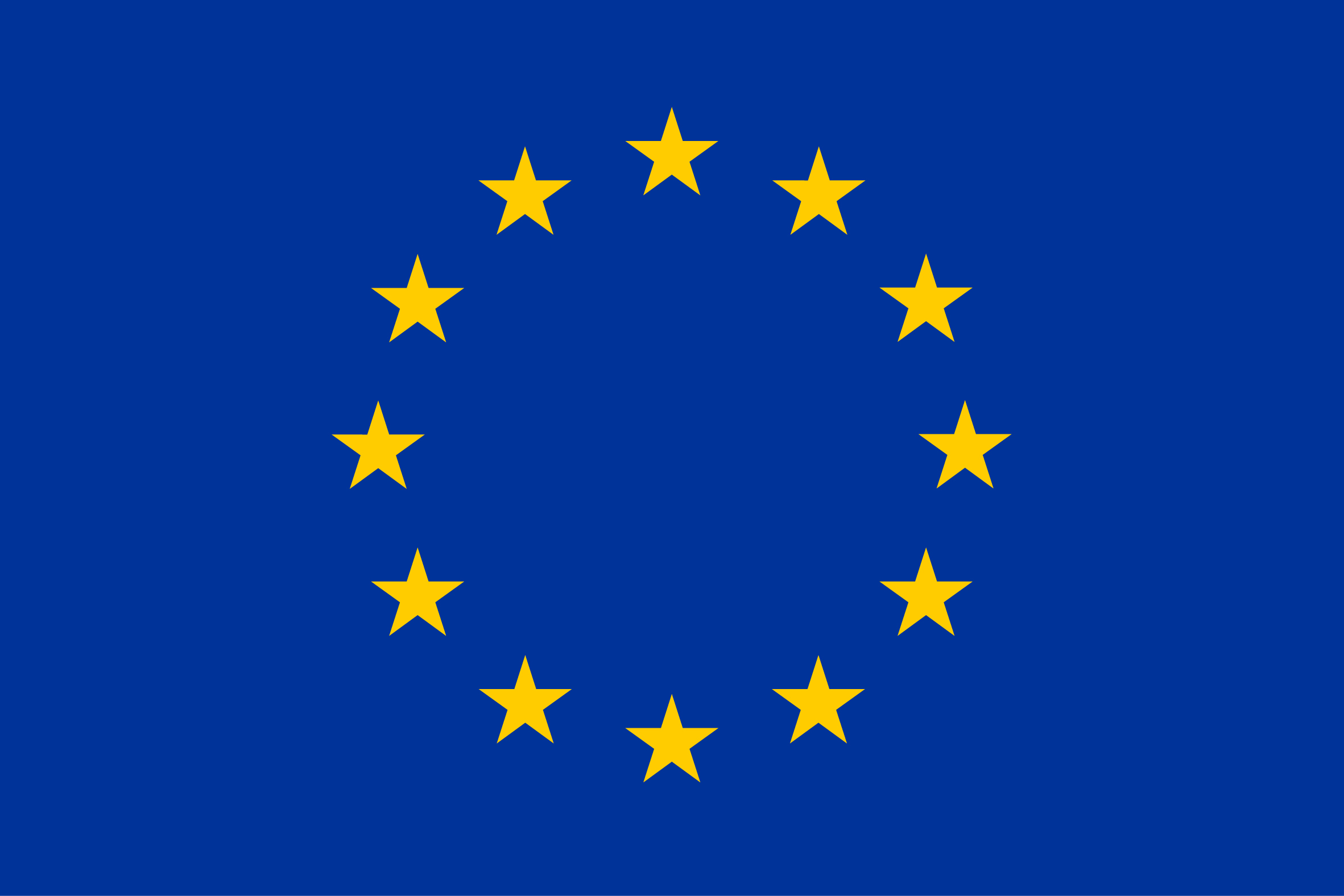 EU-flagget i blått med tolv gule stjerner.